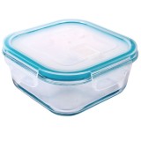 Caserola pentru alimente, capac plastic cu supapa de aer, sticla, transparent, 750ml, 15x15x6cm, Oem