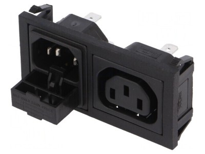 Conector Alimentare AC Tată-Mamă 10A 250V IEC 60320 foto
