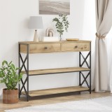 vidaXL Masă consolă, stejar artizanal, 100x28x75 cm, lemn și oțel