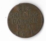 Moneda 1 skilling 1771 - Danemarca