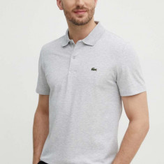 Lacoste tricou polo barbati, culoarea gri, neted