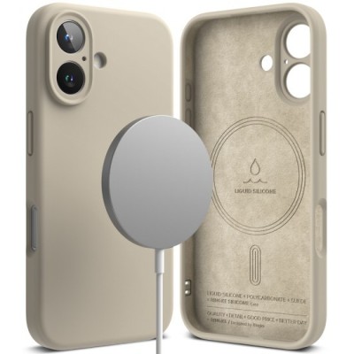 Husa pentru iPhone 16 - Ringke Silicone Magnetic MagSafe - Stone foto
