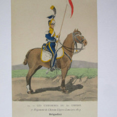 Carte postala necirculata semnata ilustrator francez 1907:Brigadier lăncier 1813