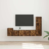 Cumpara ieftin Set comoda TV 4 buc. 30 x 31 x 100 cm Stejar fumuriu