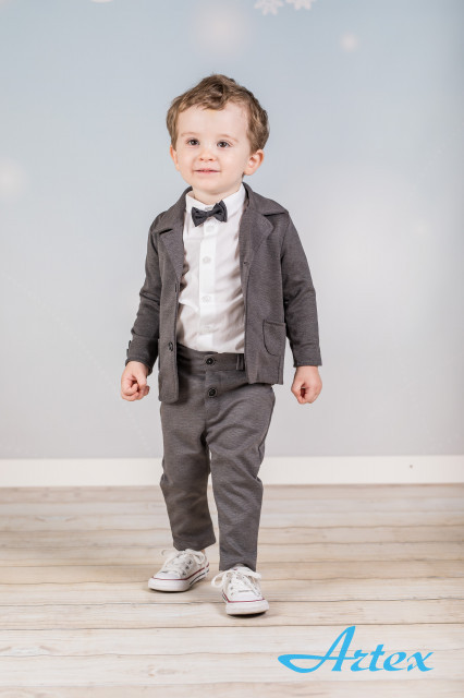 Costum elegant pentru bebelusi - Grey Style (Marime Disponibila: 0-1 luni)
