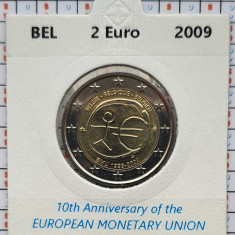 Belgia 2 euro 2009 UNC - 10 Years of EMU - km 282 - cartonas personalizat E001