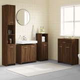Set mobilier de baie, 4 piese, stejar maro, lemn prelucrat