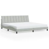 Cumpara ieftin Cadru de pat fara saltea, Hanko, gri deschis, 200x200 cm, catifea