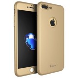 Husa Apple iPhone 8 Plus, FullBody Elegance Luxury iPaky Auriu , acoperire completa 360 grade cu folie de