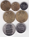 Monaco &ndash; lot 7 monede Rainier III, 1976&ndash;1979, centime și franci
