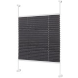 Cumpara ieftin Jaluzea pliabila din tesatura de poliester Whimlets, Zi/Noapte, L 90 cm x H 130 cm, gri antracit, montare cu clema, fara gaurire, pentru ferestre si u