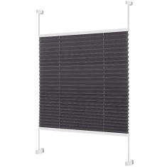 Jaluzea pliabila din tesatura de poliester Whimlets, Zi/Noapte, L 90 cm x H 130 cm, gri antracit, montare cu clema, fara gaurire, pentru ferestre si u