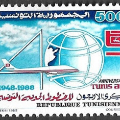 C1829 - Tunisia 1988 - Aviatie 1v.neuzat,perfecta stare