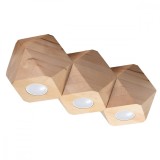 Lustră De Tavan Din Lemn Natural Woody, Cu 3 Becuri, Design Geometric Scandinav, Pentru Interior.