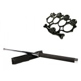 Set Autoaparare: Baston Telescopic Argintiu 65cm + Box Rozeta Craniu Negru Otel - Ideal pentru Protectie si Siguranta