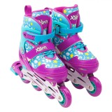 Role Ajustabile Copii XSpot, Aluminiu, Multicolor, Mărime 34-37, Roti PVC, Fucsia Bleu