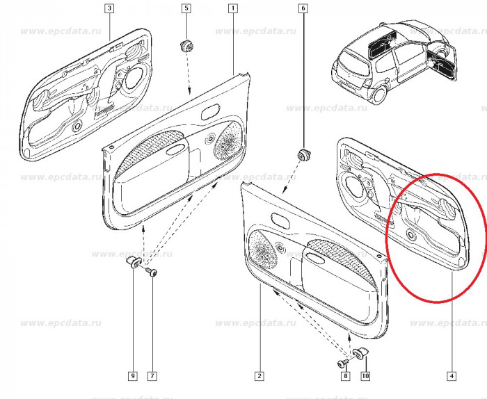 Placa etansare panou usa fata dreapta Renault Twingo 2, 8200453419 Kft Auto