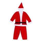 Costum mos craciun pentru baiat 7-9 ani, 5 piese catifea, rosu