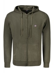Hanorac cu fermoar barbati, cu mini logo brodat, Regular fit, verde inchis, 2XL