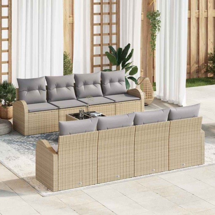 vidaXL Set de canapele pentru grădină 9 pcs Bej și gri 55 x 55 x 37 cm 3354639