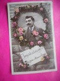 HOPCT 12021 ANUL 1909 FELICITARE VECHE-BARBAT - ELEGANT -FRANTA-ROMANTICA -EUROPA -CIRCULATA