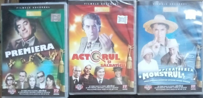 set 3 DVD Colectia Toma Caragiu Filmele Adevarul Premiera Operatiunea Monstrul Actorul si Salbaticii