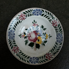9. Farfurie Hollohaza veche din ceramica pentru agatat pe perete 24,5 cm, flori foto