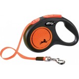 Lesa Flexi New Classic Neon, cu Banda, marimea S/5 m, Portocaliu