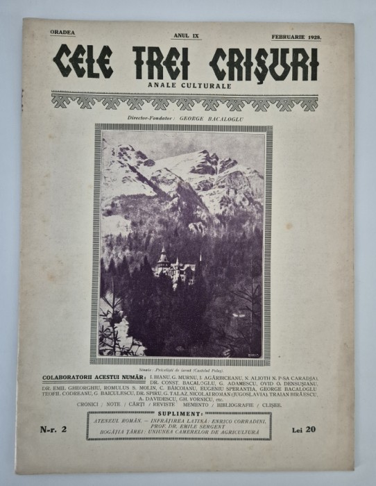 Carte veche CeleTrei Crisuri Anale Culturale Februarie 1928
