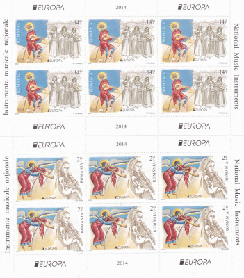 EUROPA 2014,INSTRUMENTE MUZICALE,MINICOLI DE 6,Lp.2021b,2014, MNH ** ROMANIA. foto