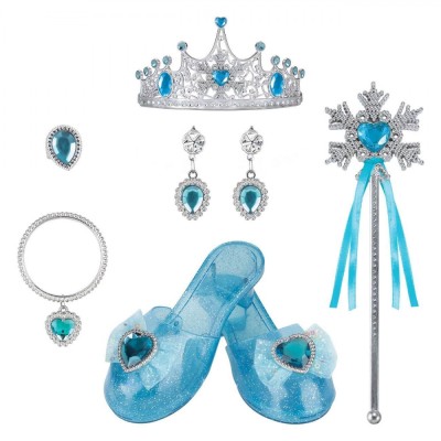 Set de Joacă Fete, Pantofi și Accesorii de Prințesă, 6 Piese, Albastru, Plastic foto
