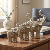 Set 3 Elefanți Decorativi Premium Feng Shui - Statuete Noroc și Prosperitate