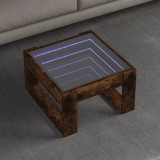 VidaXL Măsuță de cafea cu LED infinity, stejar fumuriu, 50x53x30 cm