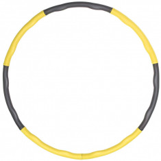 Cerc Hula Hoop pentru masaj si slabit, demontabil galben/gri, 83 cm, 0.9 kg