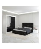 Dormitor Eric Negru Cu Dulap Tapitat 180x200cm