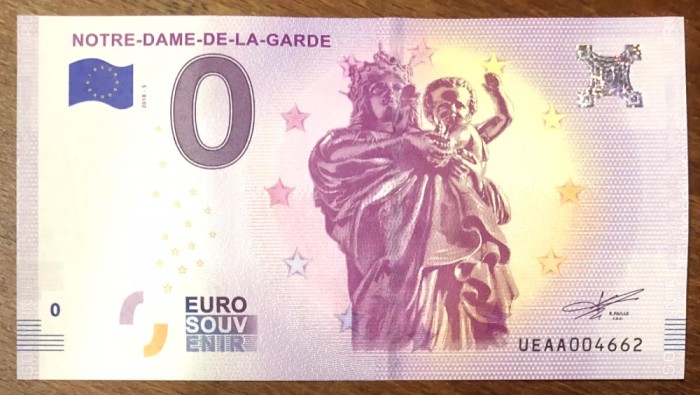 !!! RARR : 0 EURO SOUVENIR - FRANTA , MARSILIA , NOTRE DAME DE LA GARDE - 2018.5 - UNC // NU TRIMIT PRIN CURIER
