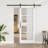 vidaXL Ușă glisantă Alb 83 x 202 cm Lemn masiv de pin și sticlă 3332334