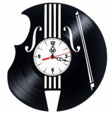 Ceas de perete decorativ disc vinil Vioara Muzica Clasica Alb Negru 30 cm Silentios