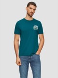 Tricou barbati din bumbac cu imprimeu text, croiala Regular Fit, Turcoaz, S