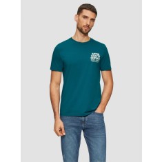 Tricou barbati din bumbac cu imprimeu text, croiala Regular Fit, Turcoaz, S