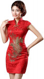 Pentru cosplay rochie roșu și auriu Phoenix brocart chinezesc tradițional cheong