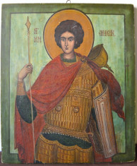 Sfantul Gheorghe, icoana pe lemn pictata pe ambele fete foto