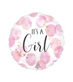 Balon Folie Rotund Its a Girl, 46cm, Roz-Alb, Godan - Decoratiune Petrecere Bebelusi, Botez