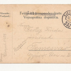 D1 Carte Postala Militara k.u.k. Imperiul Austro-Ungar ,1917, Temesvar