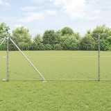 Gard Hexagonal vidaXL 1.2x10 m Oțel Galvanizat, St&acirc;lpi de Gard vidaXL cu V&acirc;rf 7 buc &Oslash;32 mm 140 cm Oțel Galvanizat