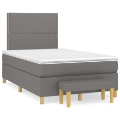 vidaXL Pat box spring cu saltea, gri &icirc;nchis, 120x190 cm, textil 3270398