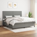 Cumpara ieftin Pat box spring cu saltea, gri &icirc;nchis, 200x200 cm, textil