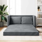 Canapea extensibilă de podea 2 &icirc;n 1, gri &icirc;nchis, 122x204x55 cm