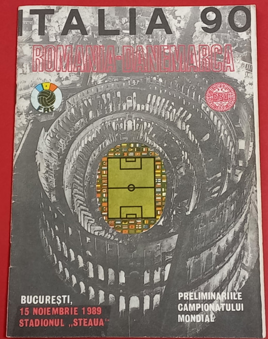 Program meci fotbal ROMANIA - DANEMARCA (15.11.1989 preliminarii CM 1990)