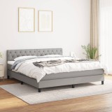 VidaXL Pat continental cu saltea, gri deschis, 160x200 cm, textil 3140305